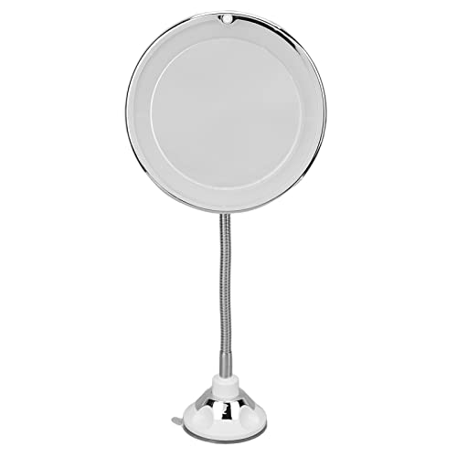 Asixxsix Lighted Makeup Mirror, 10X Magnification LED Fill Light Magnifying Mirror Vanity with Flexible Gooseneck for Bathroom Suction Cup Installation Portable Design