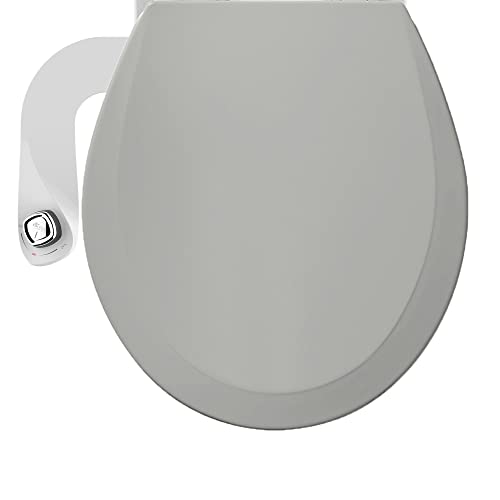 Bio Bidet by Bemis 500EC Toilet Seat with Perfect Fit, Fresh Water Spray, Non-Electric, Easy to Install Bidet, ROUND, Ice Grey - style: Bidet & Seat Bundle