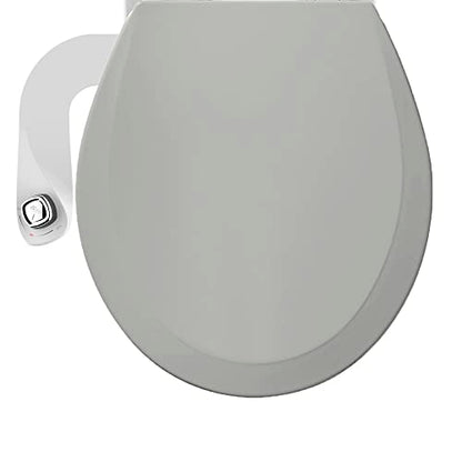Bio Bidet by Bemis 500EC Toilet Seat with Perfect Fit, Fresh Water Spray, Non-Electric, Easy to Install Bidet, ROUND, Ice Grey - style: Bidet & Seat Bundle