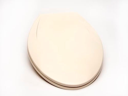 2Q1E6-02 Builder Grade Slow Close Plastic Toilet Seat with Vari Adjust Lok-Down R'N'C Hinge and Quik-Lok Mounting Hardware, Elongated, Biscuit/Linen - color: Biscuit, Linen, style: Elongated