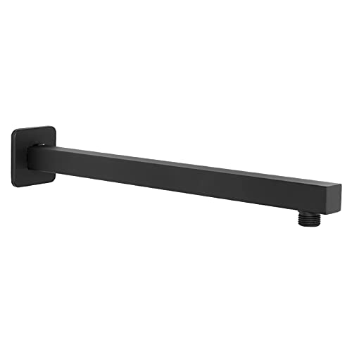 Shower Arm, Rain Shower Head Extension Extender, With Flange and Teflon Tape, Made of Thicken Stainless Steel for Bathroom Rainfall Shower (16 Inch, Matte Black) - color: Matte Black, style: 16 Inch