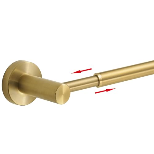 BESy Adjustable Towel Bar Towel Racks for Bathroom Rod Wall Mounted Gold | Adjust 15" to 26" Rustproof, Stainless Steel Towel Holder, Wall Mounted for Bathroom Accessories, Heavy Duty, Space Saving - color: Brushed Gold