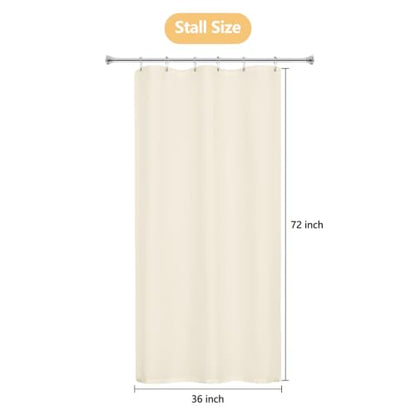 Seenus Soft Microfiber Stall Shower Curtain Lightweight with Waterproof TPU Backed, 36 x 72 Inch Beige Small Shower Curtain with 2 Large Magnets,Washable Cloth Bathroom Shower Stall Curtain - color: Cream, size: 36"W x 72"L (Pack of 1)