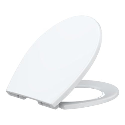 Round Toilet Seat, Soft Close Toilet Seat, Quick Release Hinges,One Button for Easy Cleaning, Slow Close Plastic Toilet Seats and Cover,Easy Installation Never Loosen Hinge White Toilet Lid - size: Round