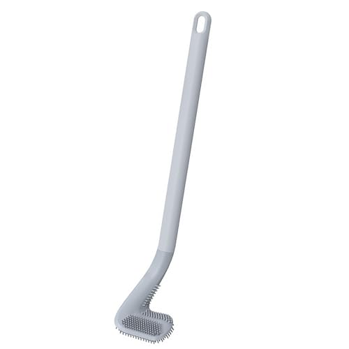Golf Toilet Brush, Toilet Cleaning Brush, Flexible Bendable Silicone Long Handled Toilet Brush, 360° Deep Toilet Bowl Cleaning Brush,Quick Drying Toilet Brush for Bathroom with a Hook (Gray) - color: Gray