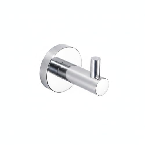 Wall Hook Stainless Steel Adhesive Mount for Bathroom Tile and Glass, Drill-Free Holder for Wet Towels and Robes (1 Piece) - size: 2.64 x 1.97 x 2.44 in