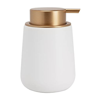 Soap Dispenser Ceramic with Easy-to-Press Pump Hand Lotion Liquid Dispenser for Shampoo Bathroom Kitchen 12 oz - color: Whitemattegold