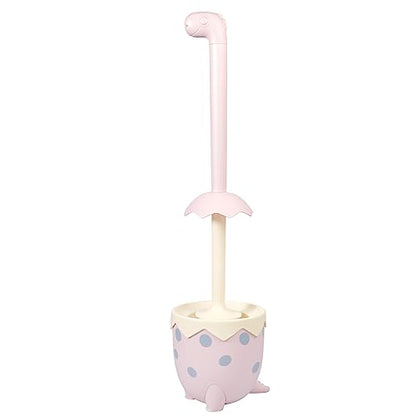Dinosaur Shape Toilet Brush, Cute, Compact, 1-Pack, Pink, TPR Bristles - color: Pink