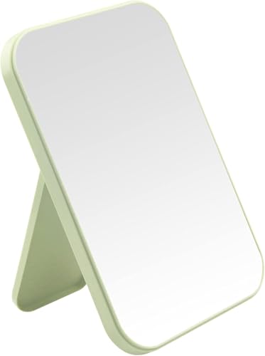 Desktop Makeup Mirror, 8 Inch Portable Mirror, Simple Folding Makeup Mmirror with Stand, Standing Wall Hanging Double-Duty Green - color: Green