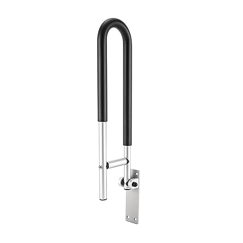 Foldable Toilet Grab Bar 23.6 inch, 120kg Capacity, Wall Mounted Toilet Safety Support for Handicap Elderly Seniors Disabled, Handicap Safety Rail Bathtub Grab Bars Rails