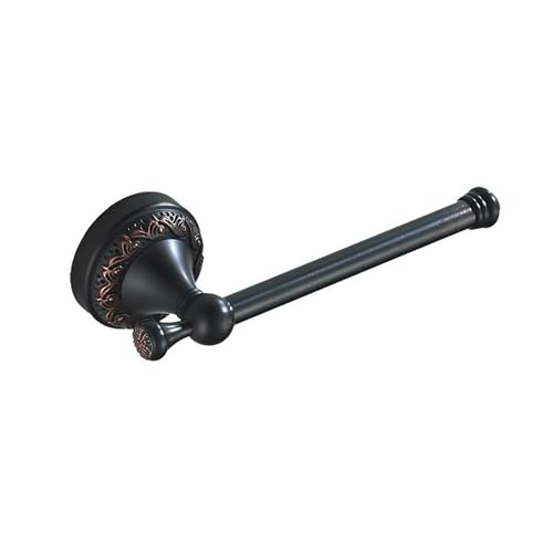 Oil Rubble Bronze Brass Bath Roll Toilet Paper Holder, Wall Mounted Black Bathroom Hardware Accessories, Pattern Carving Design - color: Roll Toilet Paper Holder