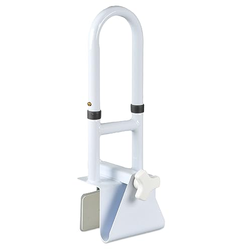 Bathtub Grab Bars for Seniors, Tub Handle Grab Bar for Elderly Bath Support, Bathtub Safety Rail, Assistance Bathtub Handle Clamp for Bathroom, 3.3"- 7" Width Adjustable, White