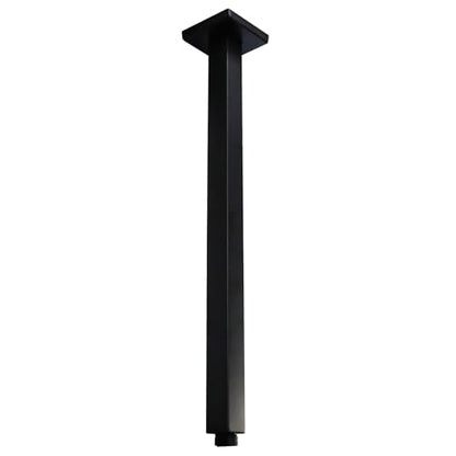 Matte Black Shower Arm with Flange and Teflon Tape for High Ceiling or Fixed Rain Showerhead, Universal Connection 16-inch Square Straight Shower Head Extender Extension Pipe, 304 Stainless Steel - color: Matte Black, style: 16inch