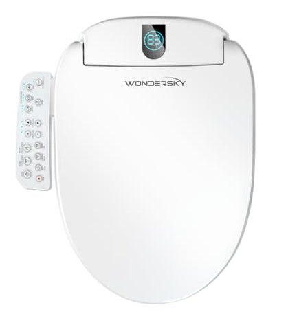 WONDERSKY Elongated Bidet Toilet Seat, Smart Heated Toilet Seat with Warm Water and Dryer, Soft Close Bidet Seat with Adjustable Temperature, Stainless Steel Nozzle - size: Elongated