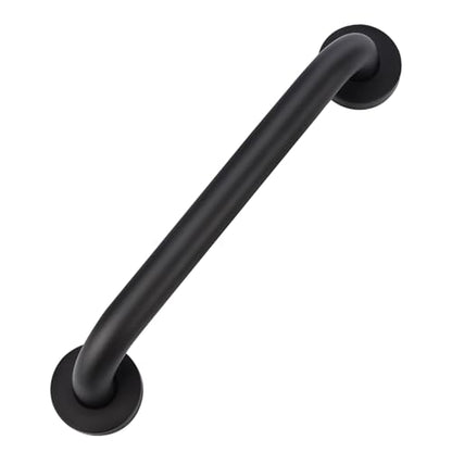 supregear Grab Bars for Wall, Bathroom Shower Handle for Seniors, 1 Inch Diameter 201 Stainless Steel Safety Hand Rail, Wall Mounted Toilet Bathtub Support, Black Finish, 12 Inch - size: 12 Inch