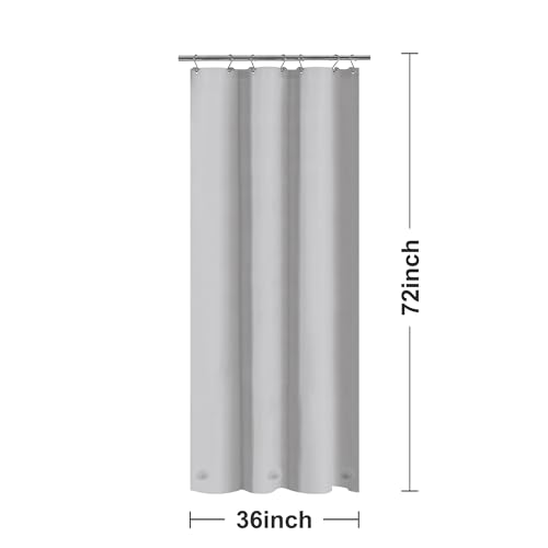 Barossa Design Silver Gray Stall Shower Curtain Liner with 3 Magnets 36x72 | Waterproof PEVA, PVC Free, Metal Grommets, Lightweight Plastic Shower Liner 36 x 72 Inches for Narrow Small Bathroom Stall - color: Gray Silver, size: 36"W x 72"L (Pack of 1)
