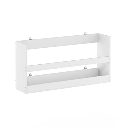 Rectangular Wall Shelf with Guard Rail, Wall Mounted Shelves, Floating Shelf, Floating Shelves for Wall, for Home Office, Bedroom, Bathroom, Living Room, White - color: White