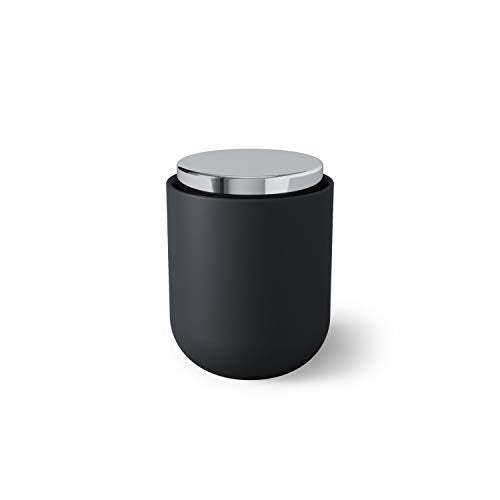 Umbra, Black Junip Resin Amenity Canister with Lid, Chrome - color: Black, style: Canister
