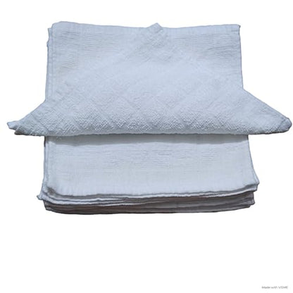 Economy Towels, Washcloth Set (18 Pack - White 9X9 in.) Small and Thin Textured Washcloths. Shop Rags. 100% Cotton Terry Cloth Soft & Absorbent Reusable Wipes. Wash Rags for General Cleaning