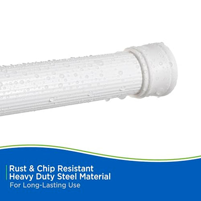 Kenney KN609L/1 Twist & Fit No Tools Spring Tension Standard Shower Curtain Rod with Non-Slip, Non-Scratch Ends, 42-72" Adjustable Length, Easy Install, White, 1" Diameter Rust Resistant Steel Tube - color: White