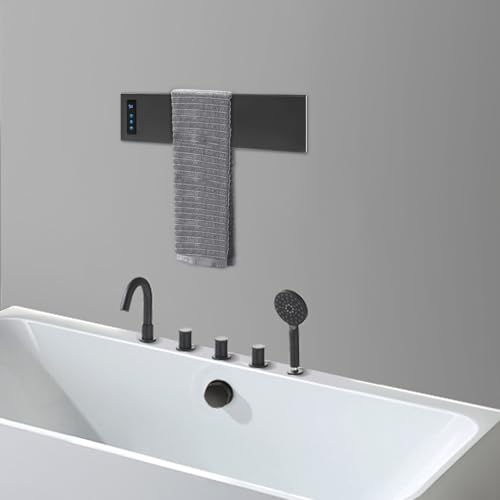 Electric Towel Warmer Rack, Wall-Mounted Towel Heater with Built-in Timer & Temperature Control, Electric Towel Dryer for Bathroom, IPX4 Waterproof, Gun Grey