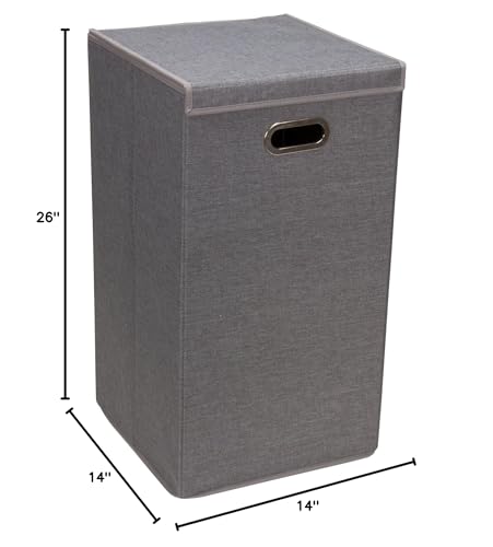 Household Essentials 5620 Collapsible Single Laundry Hamper with Magnetic Lid - Grey - color: Grey, style: Single