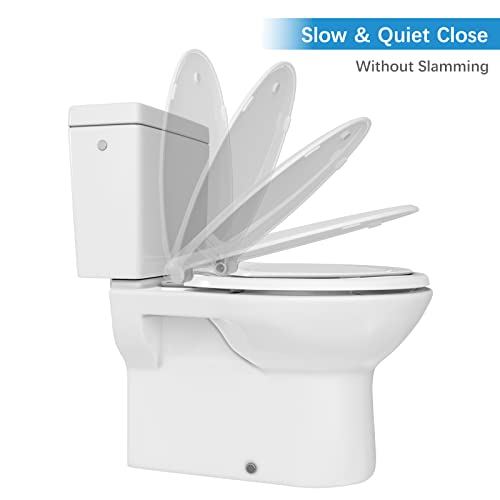 Toilet Seat Elongated White Flat Toilet Seat Cover with Quick Release Easy Clean Hinges, Comfortable Fit for Standard Toilets, Perfect for Home Bathroom Upgrades, Apartments and Guest Restrooms - size: Elongated with Toddler Seat