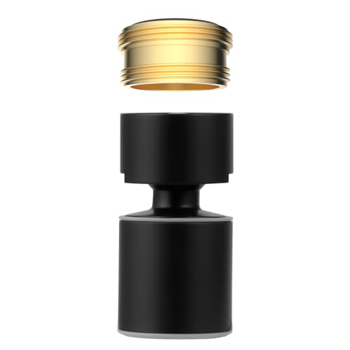 Hibbent NSF/ANSI/CAN 61 Certified Faucet Aerator, 360 Degree Swivel Kitchen Sink Aerator, CUPC Certification Dual-function Sprayer Faucet Replacement Part 55/64 Inch Female Thread - Matte Black - color: Matte Black