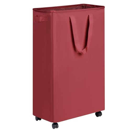 efluky Slim Laundry Hamper with Wheels, Rolling Laundry Basket for Clothes, Small Laundry Basket for Bedroom, Dorm and Laundry Room, 75L (19.8 Gallons) Red - color: Red, size: 75L