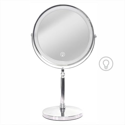 Makeup Mirror with Lights ，8 Inch 1X/10X Rechargeable Double Sided Magnifying, 360° Rotation LED HD Mirror with 3 Colors，Brightness Adjustable, Gifts for Women & Men