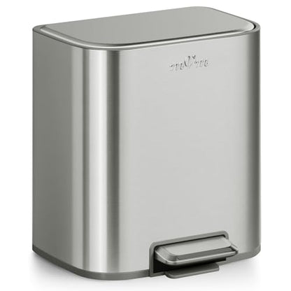 mVm Kitchen Trash Can, 5.3 Gal Trash Can with Lid, Smooth Edge Step Garbage Bin for Home Kitchen Office (Tin) - color: Tin, size: 5.3Gal