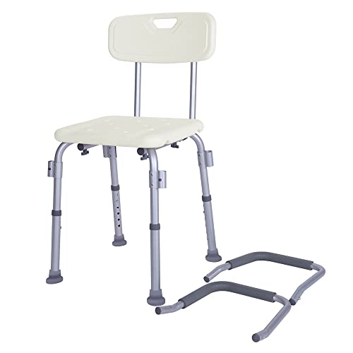 Winado Medical Shower Chair Bath Seat with Padded Armrests & Backrest & Adjustable Legs, Supports up to 450 lbs, Bathtub Safety and Support, White - size: White+Padded Armrests