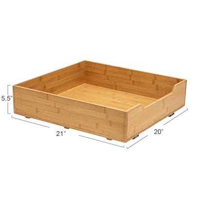 Household Essentials Glidez Bamboo and Steel Pull-Out/Slide-Out Storage Organizer for Under Cabinet Use - 1-Tier Design - Fits Standard Size Cabinet or Shelf, Natural - size: 20", style: Single Tier