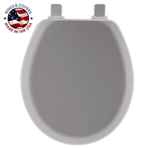 Mayfair Cameron Silver Toilet Seat, Non Slip Heavy Duty Wood, Easy Clean, Made in USA, Round - color: Silver, size: Round