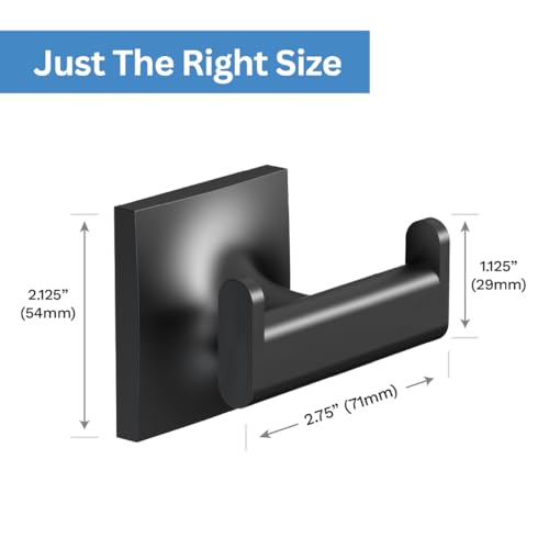 Gatco 5585MX Waterline Single Robe Hook, Wall Mounted Hook for Bathroom Towels & Robes, Matte Black - color: Waterline Matte Black