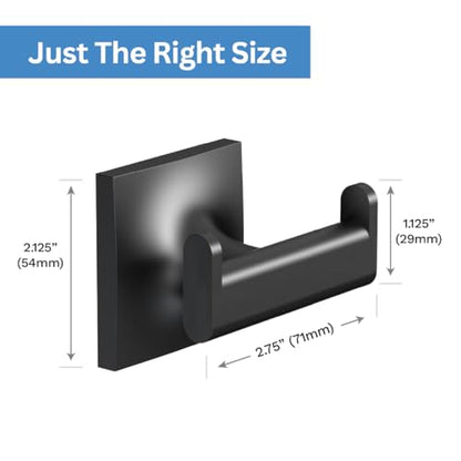 Gatco 5585MX Waterline Single Robe Hook, Wall Mounted Hook for Bathroom Towels & Robes, Matte Black - color: Waterline Matte Black