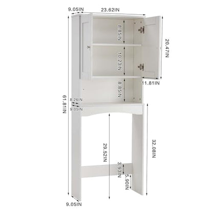 HRVEOCEI White Over The Toilet Storage Cabinet with Doors, Freestanding Bathroom Above Toilet Storage & Tall Bathroom Over Toilet Storage Cabinet with Adjustable Shelf (Style4) - style: Style4