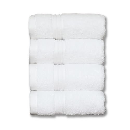 Milara Turkish Super-Plush Wash Cloths Set 4-Piece | Premium 100% Cotton Washcloths Absorbent, Durable with Hanging Loops | White Color Bath Washcloths, (13 x 13 Inch) - color: White, size: Wash Cloth (4 Pcs) - 13" x 13"