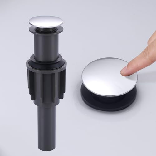 Bathroom Sink Drain Without Overflow, ARCORA Chrome Pop Up Drain for Vessel Sink Clicker Drain Stopper - color: Chrome-1 Pack, style: Pon Up Without Overflow