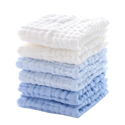 Cotton washcloths, face Cleaning Cloths,Bath Small Towels,6 Pack, 12x12 Inches - color: Blue