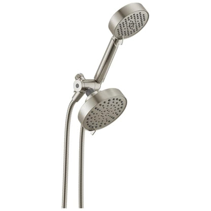 Delta Round 2-in-1 Dual Shower Head with 4-Setting HandHeld Spray, Brushed Nickel Detachable Double Shower Head with Hose, Showerhead, 1.75 GPM Flow Rate, Stainless 75756SS - color: Stainless