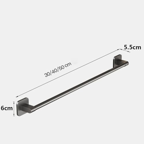 Towel Holder No Drilling Aluminum Alloy Bathroom Shelves Self-Adhesive Towel Storage Rack (30cm,Grey)
