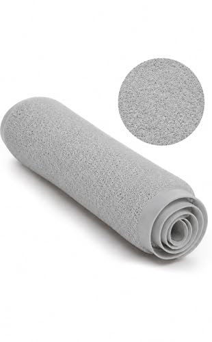 Home Expressions Non Slip with Suction Cups Loofah Bathmat 27"x15" & 29.5"X16.9", PVC Loofah Bathroom Mats, Loofah Mats for Shower and Bathroom, Quick Drying, (Light Grey 29.5"X16.9") - size: LIGHT GREY 29.5"X16.9"