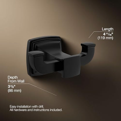 Kohler 27411-BL Riff® Double Robe Hook, Matte Black - color: Matte Black, style: Robe Hook