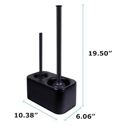 Blue Donuts Toilet Brush and Plunger Set with Holder, Sleek Minimalist Modern Black Bathroom Accessories Toilet Plunger and Toilet Bowl Brush Combo - color: Black
