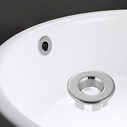 Sink Basin Trim Overflow Cover Brass Insert in Hole Round Caps Chrome 2 PCS - color: Chrome 2 Pcs