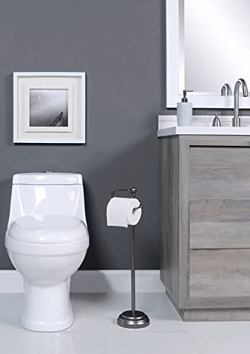 SunnyPoint Classic Bathroom Free Standing Toilet Tissue Paper Roll Holder Stand (Black Nickel) - color: Black Nickel