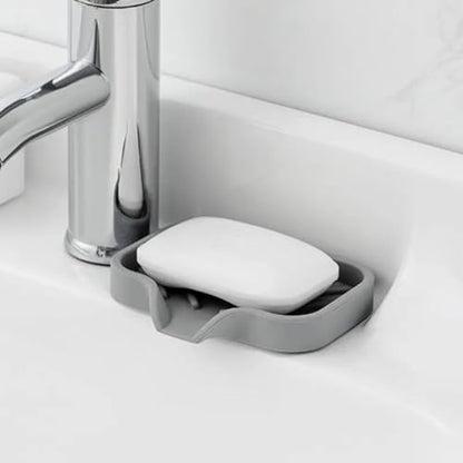 1pc Countertop Sink Scrubber Drain Pad for Brush Sponge and Soap, Silicone Kitchen Sink Tray, Soap Dish Holder with Drain Tip, Home Kitchen Bathroom Accessory