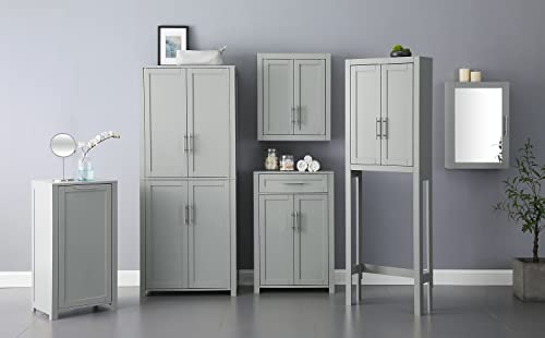 Crosley Furniture Savannah Wall Mounted Bathroom Storage Medicine Cabinet with Shelves, Gray - color: Grey, style: Wall Cabinet