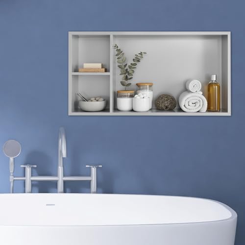 Stainless Steel Shower Niche No Tile Needed 24" X 12", Recessed Wall Niche Bathroom Shelf, Niche for Shower Wall, Shampoo Storage Organizer for Bathroom Storage - Silver